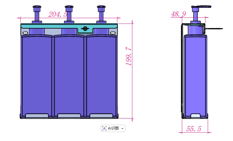 Triple wallmount bracket with bottles dimensions